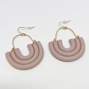 Light Pink Polymer Clay Arch Shape Drop Earrings